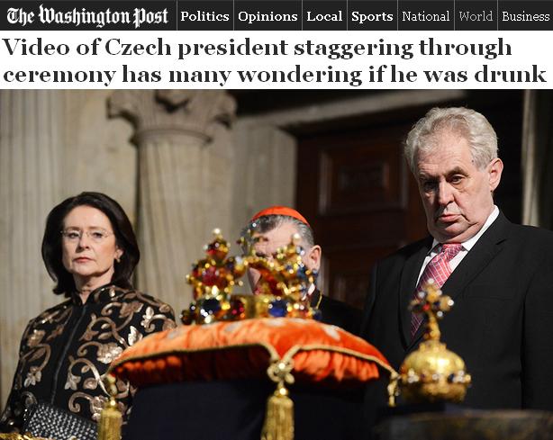 The Washington Post - fotogradie ožralého Zemana (prezident české republiky)